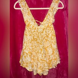 Angel Biba Yellow Floral Boho Romper